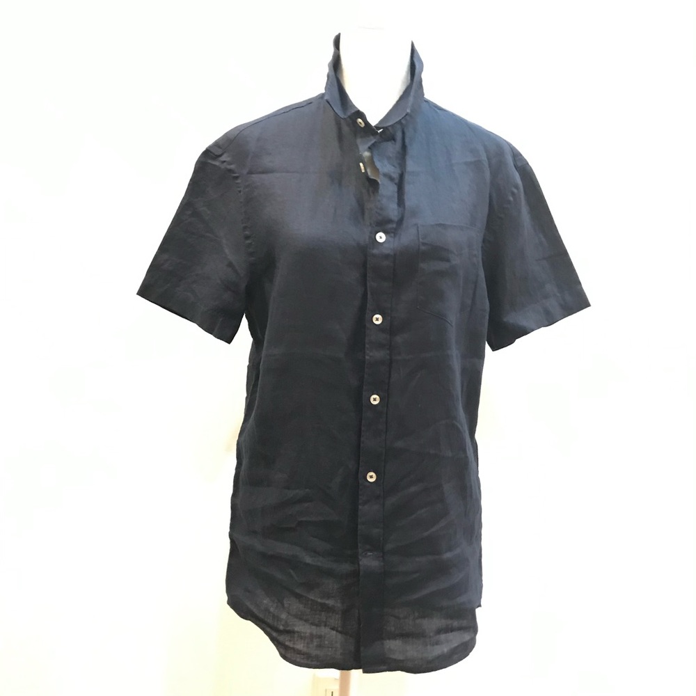 Celio Navy Linen Button Down Shirt. Size S.